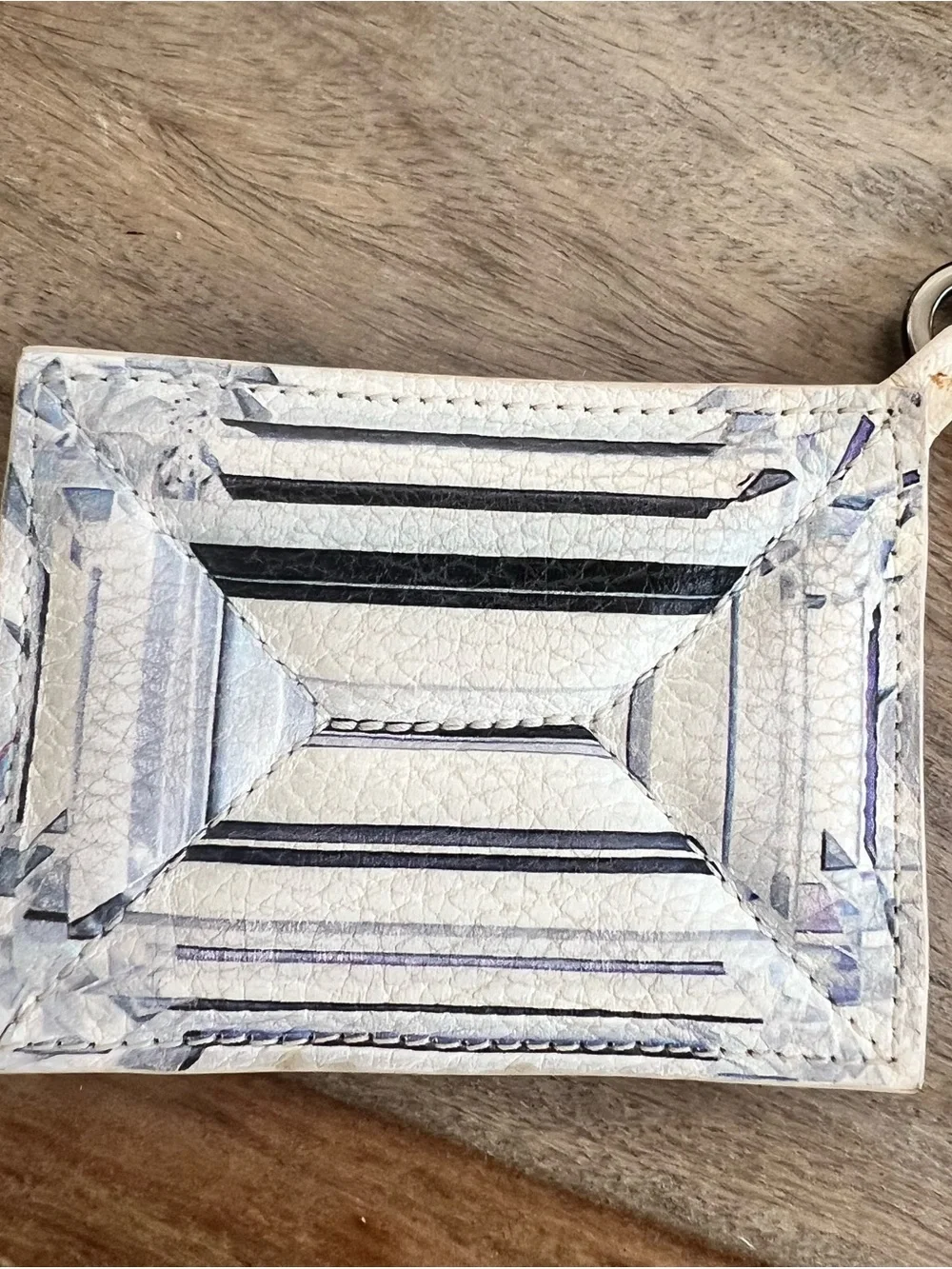 Angie Crabtree Italian Leather Emerald Cut Diamond Keychain or Charm